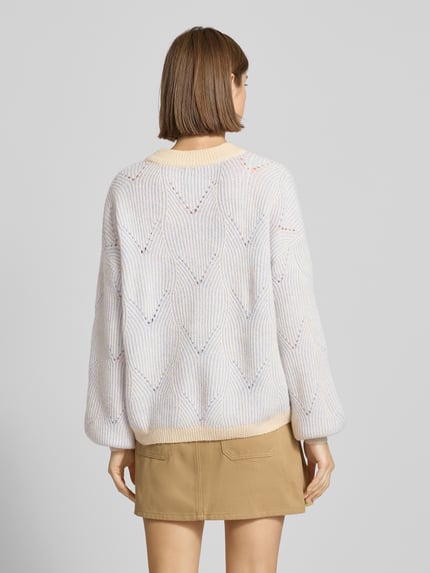PIECES Comfort Fit Strickpullover mit Woll-Anteil 'JENNA' Hellblau Melange 5