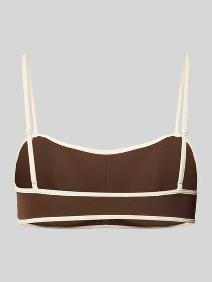 Produktfoto, Bikini-Oberteil mit Kontrastkante Modell 'FIA SOLID' von Neo Noir, braun-creme, Damen, Material-Mix mit Stretch-Anteil, Bandeau Fit, verstellbare Spaghettiträger