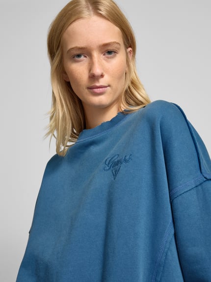 GUESS Jeans Oversized sweatshirt met labelstitching, model 'GO' Jeansblauw - 3