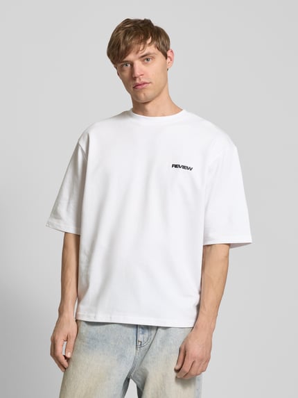 REVIEW Oversized T-shirt met labelprint Wit - 4
