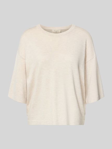 Produktfoto, Strickshirt aus Viskose-Mix Modell 'Conny' von FREE/QUENT, kolor beżowy, relaxed fit, okrągły dekolt, tekstura miękka