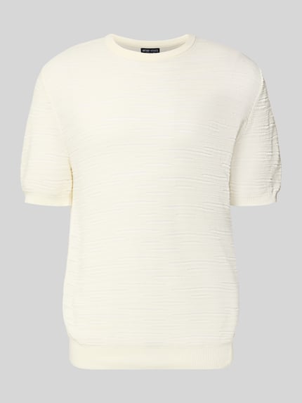 Produktfoto, Strickshirt aus Reine Baumwolle von Antony Morato in Cremeweiß mit Gerader-Schnitt, Rundhalsausschnitt, Gerippte-Abschlüsse, Halbarm