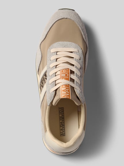 Produktfoto, Sneaker aus Leder-Textil-Mix Modell 'SHARD' von Napapijri in Beige und Grau mit runder Spitze, Label-Details, Oberansicht
