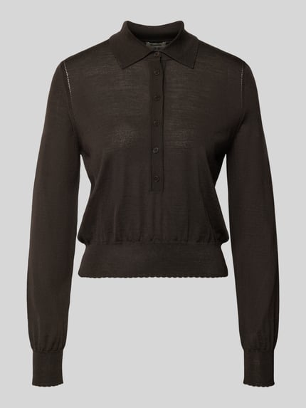 DRYKORN Pullover aus Schurwolle mit Polokragen Modell 'MYNERVA' Dunkelbraun 2