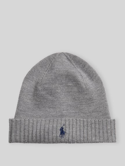 Polo Ralph Lauren Mütze aus reiner Wolle Mittelgrau Melange 1