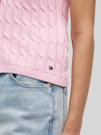 Tommy Hilfiger Regular Fit Strickweste aus reiner Baumwolle Pink 3