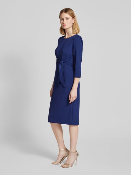 Adrianna Papell Knielange cocktailjurk met knoopdetail Donkerblauw - 1