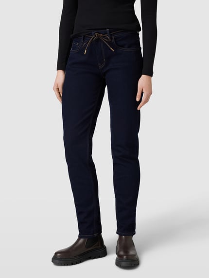 ROSNER Regular Fit Jeans mit Bindegürtel Modell 'MASHA GIRLFRIEND' Dunkelblau 4
