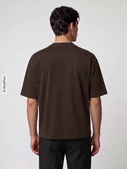 Selected Loose Fit T-Shirt mit Rundhalsausschnitt Modell 'OSCAR' Dunkelbraun 5