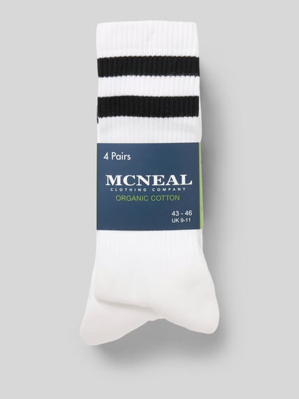 Produktfoto, Socken mit Label-Detail im 4er-Pack von MCNEAL, mieszanka bawełny ekologicznej, elastyczny ściągacz, detal z logo, zestaw 4 szt.