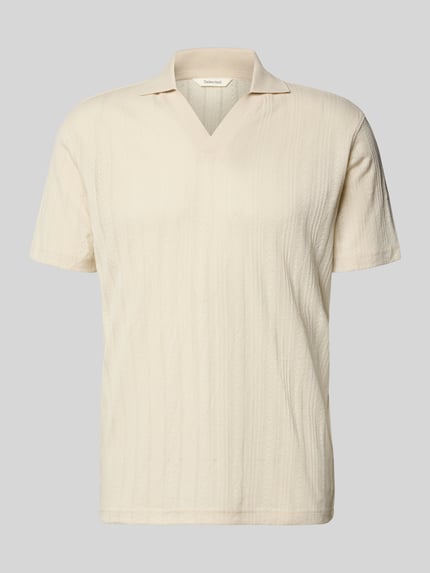 Produktfoto, Regular Fit Poloshirt aus Baumwoll-Mix Modell 'TRAVIS' von SELECTED HOMME in Optik: Unifarben mit Struktur, Polokragen, V-Ausschnitt, kurze Knopfleiste, Kurzarm, Materialverarbeitung: Jacquard