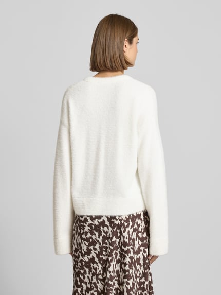 HUGO Blue Regular fit gebreide pullover met labelstitching, model 'SFURRYNA' Wit - 5