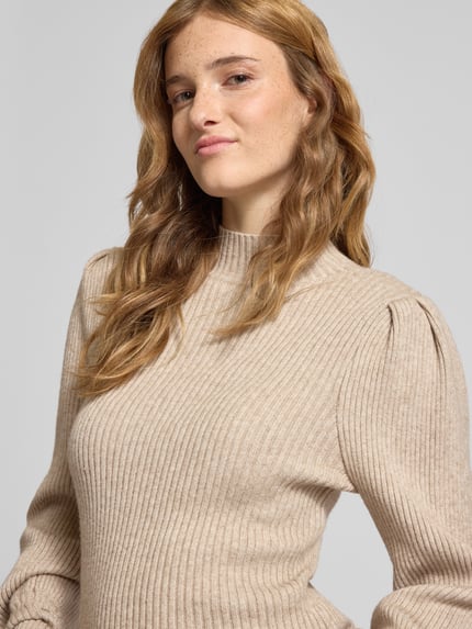 ONLY Regular Fit Strickpullover aus Viskose-Mix Modell 'KATIA' Beige Melange 3