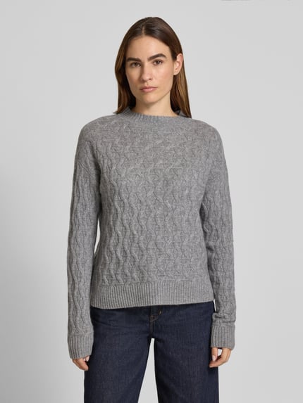 Christian Berg Woman Gebreide pullover van kasjmier met ronde hals Grafiet gemêleerd - 4