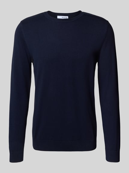 Selected Regular Fit Strickpullover aus reiner Baumwolle Modell 'BERG' Dunkelblau 2