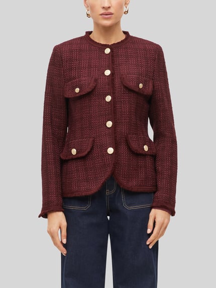 s.Oliver BLACK LABEL Kurzblazer mit goldfarbenen Zierknöpfen Bordeaux 3