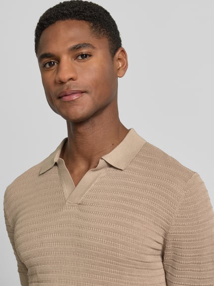 DRYKORN slim fit knitwear-poloshirt met structuurpatroon model 'BRAIAN' Beige - 3