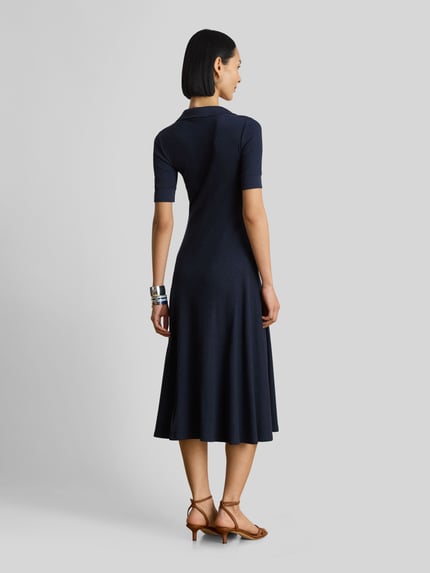 Lauren Ralph Lauren Sukienka o linii a casualowa z mieszanka bawełny Granatowy 5