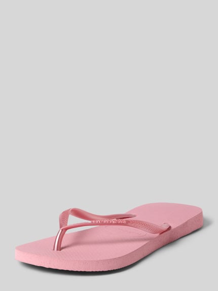 Produktfoto, Flip Flops mit Logo-Detail von Havaianas, rosa Farbe, abgerundete Passform, offene Ferse, zehentrenner, wysokość obcasa 1 cm w rozmiarze 39/40