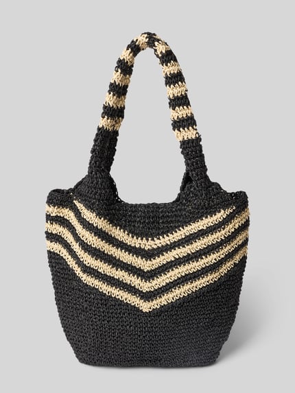 Productfoto, zwarte Shopper met draaghengsel model 'Serenea' van Barts van puur katoen met magneetsluiting, schouderriem, afmetingen 30x26x3 cm