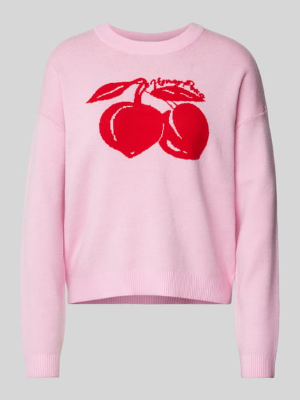 NOISY MAY® Strickpullover mit Motiv-Print Modell 'CERA' Rosa 2