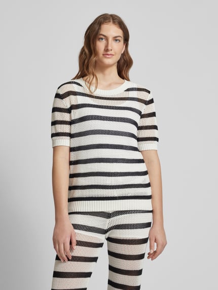 Frieda & Freddies Strickpullover mit Streifenmuster Offwhite 4