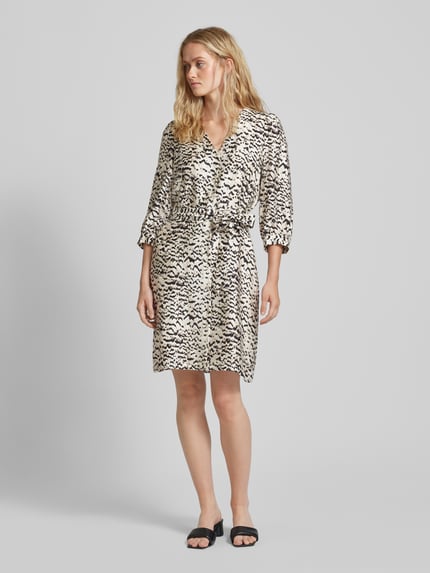 MSCH Copenhagen Knielanges Kleid mit V-Ausschnitt Modell 'Philida' Black 1