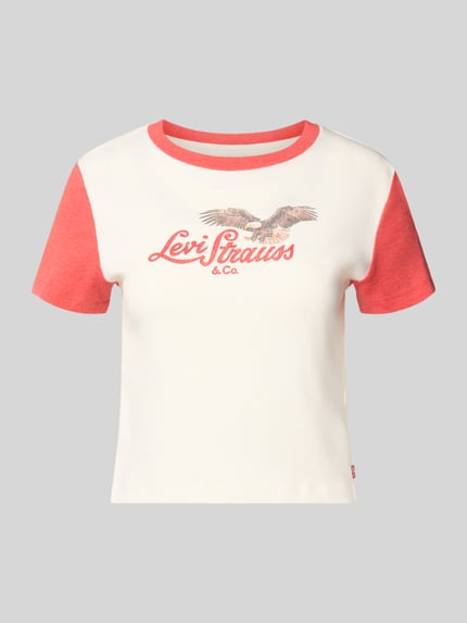 slim fit T-shirt van puur katoen Shop The Look MANNEQUINE