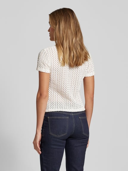 Jake*s Collection T-shirt met structuurmotief Ecru - 5