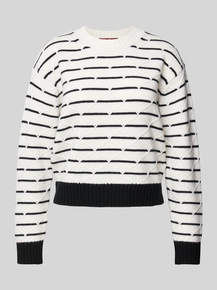 Max Mara Studio Strickpullover aus Lanawoll-Kaschmir-Mix Modell 'GETTONE' Weiss 2