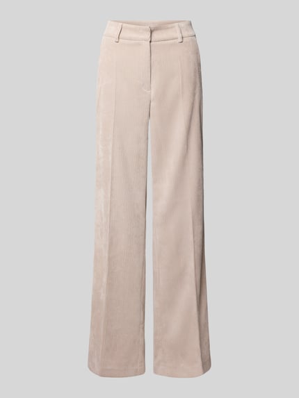 CAMBIO Wide fit corduroy broek met persplooien, model 'Amelie' Beige - 2