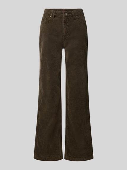 Produktfoto, Straight Fit Cordhose aus Baumwoll-Mix von Buena Vista für Damen, unifarben in Braun, 5-Pocket-Design, Cordstruktur, High Waist