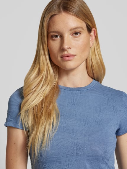 Jake*s Casual T-shirt z prążkowanym okrągłym dekoltem Jeansowy niebieski 3