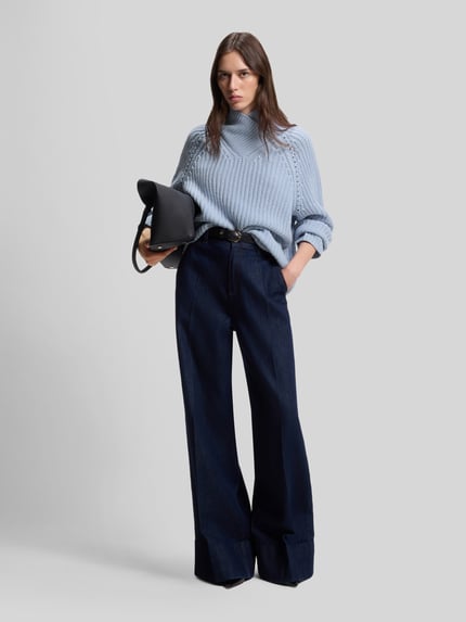 BOSS Pullover aus Wolle Kaschmir mit Mock Neck Hellblau 1