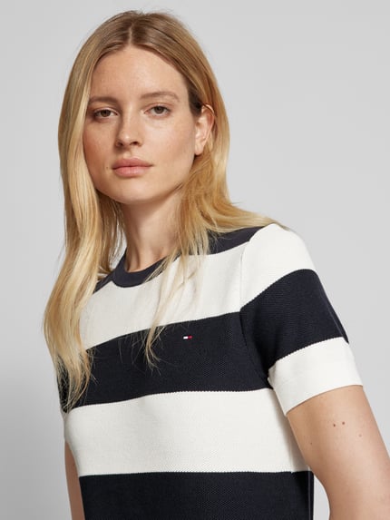 Tommy Hilfiger Gebreid shirt met logostitching, model 'RUGBY' Marineblauw - 3