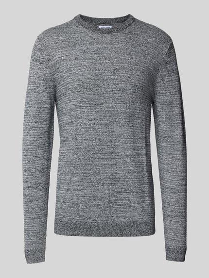 JACK & JONES Strickpullover mit Rundhalsausschnitt Modell 'OTTO' Dunkelgrau Melange 2