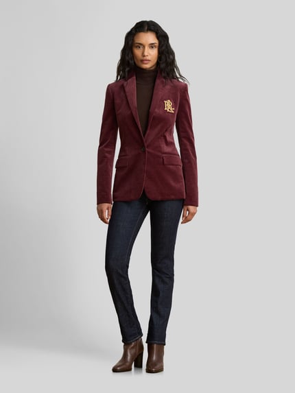 Lauren Ralph Lauren Regular Fit Kurzblazer mit Logo-Applikation Bordeaux 1