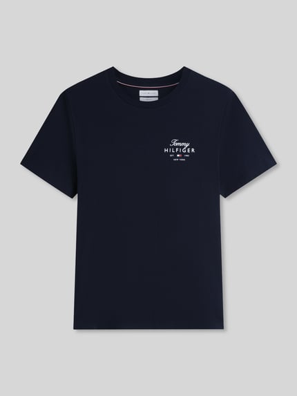Tommy Hilfiger regular fit T-shirt van puur katoen Marineblauw - 2