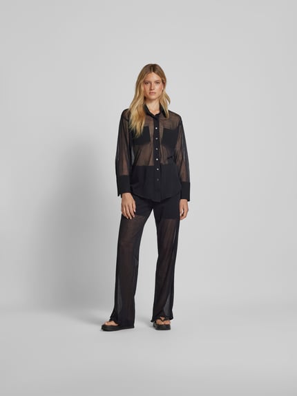 Victoria Beckham Stoffen broek in semitransparant design Zwart - 1