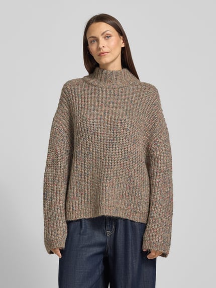Jake*s Casual Sweter z dzianiny ze stójką Oliwkowy 4