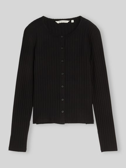 Tom Tailor Denim Slim Fit Strickjacke aus Baumwoll-Mix Black 2