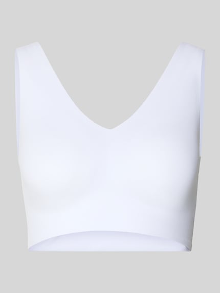 Productfoto, wit Bustier met stretch, V-hals, elastische band, gewatteerde uitneembare pads, model 'INVISIBLE SOFT' van Schiesser