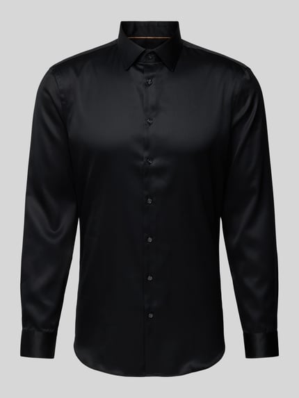 Jake*s Slim Fit Businesshemd aus Satin Black 2