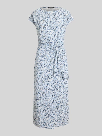 Lauren Ralph Lauren Kleid aus Baumwoll-Mix mit Knoten-Detail Hellblau Melange 2