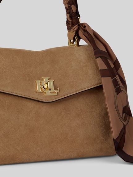 Lauren Ralph Lauren Mała listonoszka z licowej skóry cielęcej z detalem z chustą model 'FARRAH' Camel 6