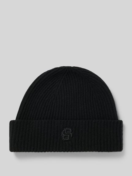 BOSS Muts van wol kasjmier met logo-applicatie Zwart - 1