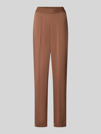 Produktfoto, Hose mit elastischem Bund Modell 'Bella' von monari in Braun, Regular Fit, Längsnähte, glatte Textur, elastischer Bund, Damen Hose