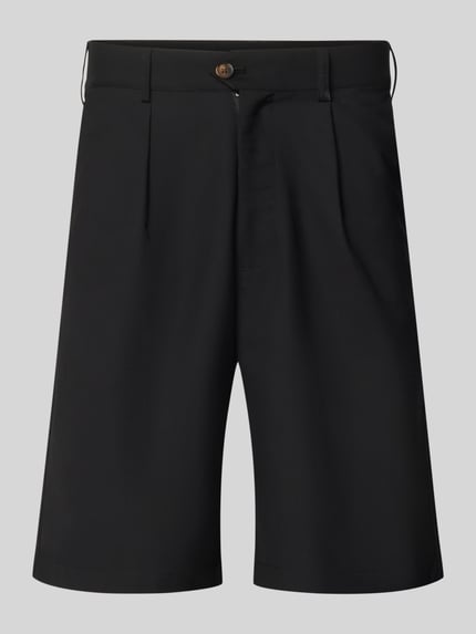 Produktfoto, Bermudas mit französischen Eingrifftaschen von PROHIBITED in Schwarz, Material-Mix mit Viskose-Anteil, Straight Fit, Knopf-Reißverschluss, Gesäßleistentaschen, Bundweite 41 cm, Innenbeinlänge 27 cm, für Herren