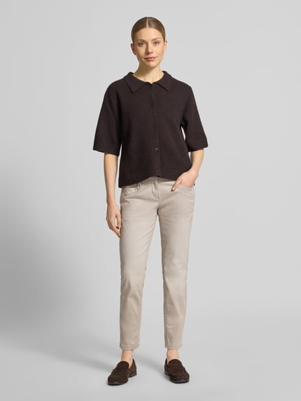 Tom Tailor tapered fit chino van katoenmix Taupe - 1