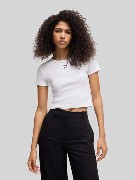 HUGO Slim Fit T-Shirt aus Baumwoll-Mix Modell 'DELANOR' Offwhite 4